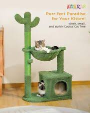 Cactus Cat Tree 40" Cat Tower with Large Metal Carpet Hammock, Cat Scratching Post for Indoor Cats with Condo