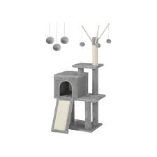 Feandrea Cat Tree, 46.5-Inch Cat Tower for Indoor Cats, Multi-Level Plush Cat Condo, Scratching Post, Ramp